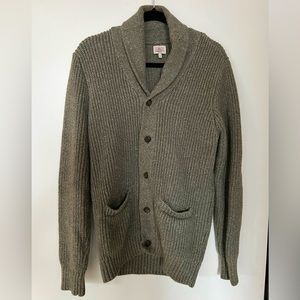 Faherty Marled Cotton Cardigan - Light Olive